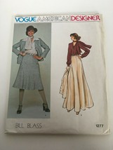 Vogue American Designer Bill Blass Sewing Pattern 1277 Jacket Skirt Blouse Vtg 8 - £19.61 GBP
