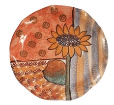 Sunflower Lunch Plate Ruffled Edge Hand Painted in Italy As Is READ - £14.66 GBP
