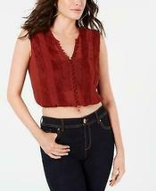 Guess Womens Brown Lace Patterned Cap Sleeve V Neck Crop Top, Choose Sz/Color - £18.68 GBP