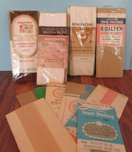 sewing general vintage lot OF WHITE/BROWN/GREEN seam binding/hem facing - £5.82 GBP