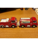 Lot of 2 Tootsietoy Trucks 3 3/4&quot; - Chemical Extinguisher Truck &amp; Fire T... - $16.00