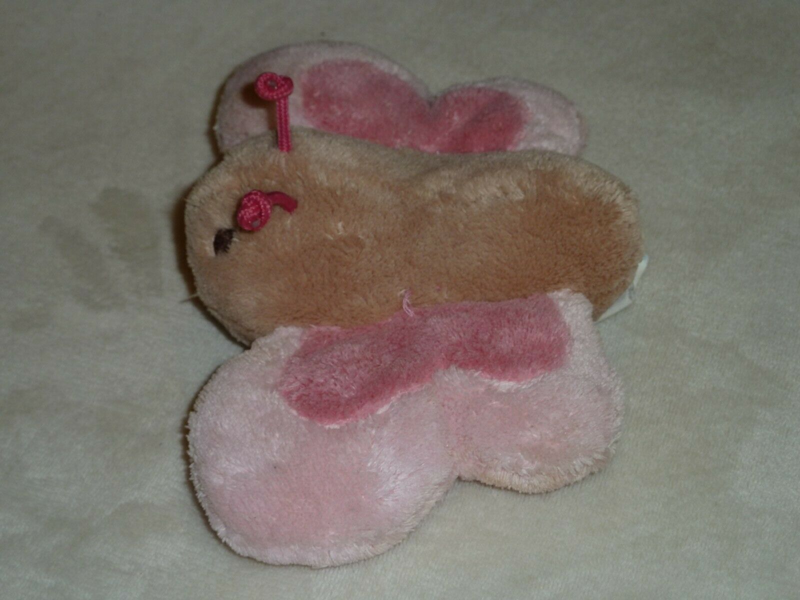 KRU Layette Kids Babies R Us Stuffed Plush Pink Tan Brown Butterfly Toy w Sound Item image 2