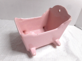 Haeger Planter Pink Baby Cradle Wall Pocket Baby Shower Nursery Decor Ca... - £18.88 GBP