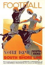 Football Notre Dame South Shore Line Poster Fine Art Lithograph Otto Brenneman - £239.00 GBP