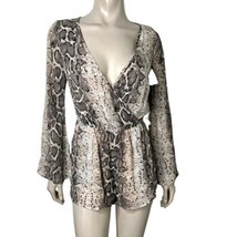 Grey/Taupe SnakeSkin Print Long Sleeve Romper~Size S - $27.12