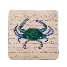 Betsy Drake Male Blue Script Crab Coaster Set of 4 - £27.92 GBP