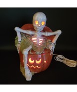 Vintage 1984 Halloween Large Jack-O-Lantern &amp; Skelton Ceramic Luminary C... - $2,360.28 MXN