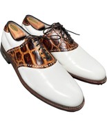 Footjoy Classics Dry Golf Shoes White Brown Exotic Leather Saddle 13D # ... - £244.41 GBP