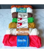 Vintage Acrylic Yarn - Lot of 7 Skeins Melon-Ivory-Gold-Green-Brown-Whit... - $296.28 MXN
