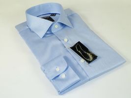 Men's Shirt Christopher Lena PROPER 100% Cotton Wrinkle Free p720ttsr Blue Slim image 3