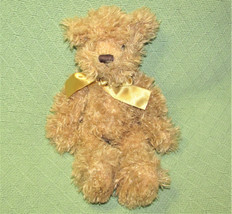 13&quot; TARGET TEDDY BEAR FLUFFY STUFFED ANIMAL TAN PLUSH GOLDEN SATINY RIBB... - $18.27