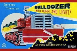 Battery Operated Bulldozer with Horn and Light - Art Print - £17.57 GBP+