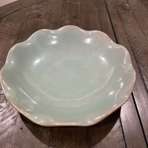 Vintage WCL Ceramic Pottery Decorative Serving Bowl Ruffle Rim Blue Gree... - $49.49