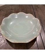 Vintage WCL Ceramic Pottery Decorative Serving Bowl Ruffle Rim Blue Gree... - $920.68 MXN