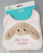 NEW &quot;My First Easter&quot; Girls Baby Bib Pink And Brown Bunny Way To Celebrate - £4.64 GBP