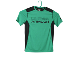 Under Armour Big Logo Green Black Heat Gear Fitted Activewear Shirt Mens... - $26.01