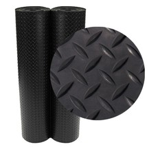 4x15ft Raised Tread Roll Flooring Waterproof Diamond Plate Rubber Black Non Slip - £168.27 GBP