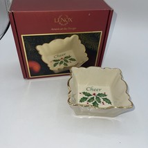 Lenox American by Design Holiday 4.25&quot; Fluted Square Dish &quot;Cheer&quot; 822397 New - £11.25 GBP