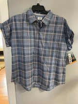 Ridgecut Women&#39;s Short Sleeve Plaid Shirt, Blue Plaid, NEW - $19.99