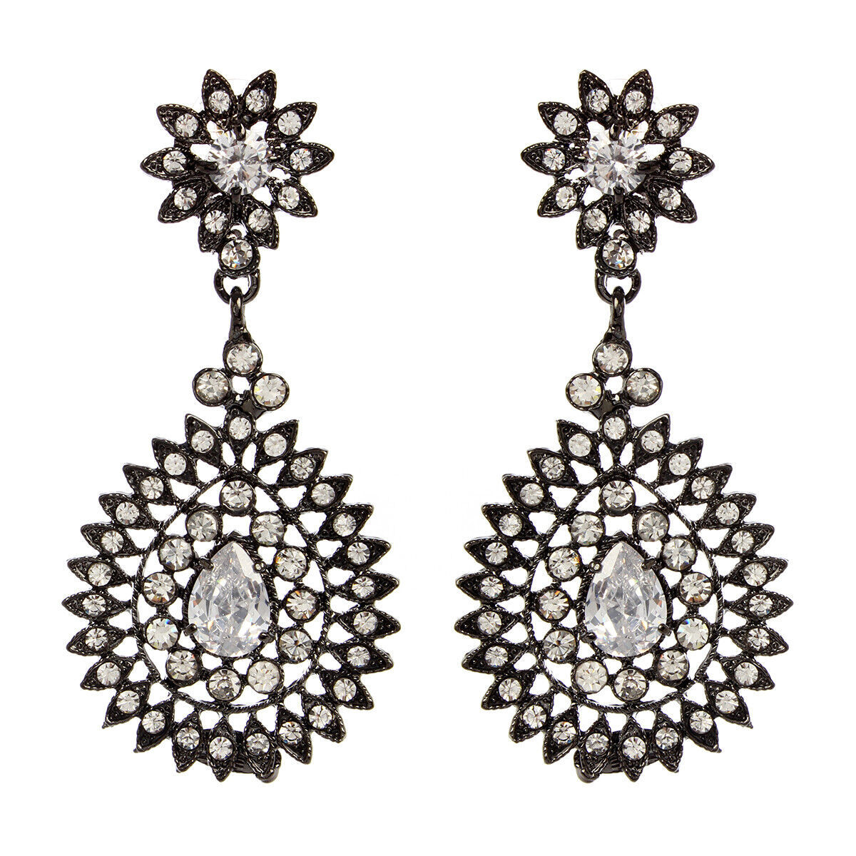 Amrita Singh Buckingham Cubic Zirconia CZ LARGE Statement Earrings ERC 9965 NWT