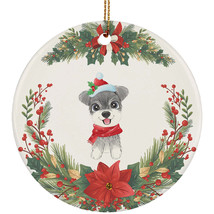 Cute Miniature Schnauzer Dog Lover Ornament Flower Wreath Xmas Gifts Tree Decor - £11.83 GBP