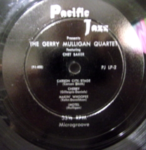 The Gerry Mulligan Quartet w/Chet Baker-10&quot; LP-1953-VG+ Pacific Jazz PJ ... - £7.91 GBP
