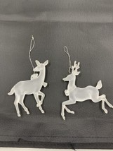 Pair of Acrylic Clear Plastic Deer Ornaments Doe &amp; Buck Holiday Decor Vi... - £8.78 GBP