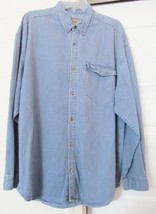 Zeppelin Vtg Distressed Shirt L/S Cotton Blue White Striped Button Down ... - £17.20 GBP