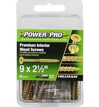 Hillman 42472 Power Pro Premium Interior Wood Screws #9 x 2-1/2&quot;, 50-Pack - £15.95 GBP