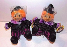 2 Witches NEW Russ Witch Trolls  6&quot; Sitting Halloween Purple Black Orange Hair - £27.26 GBP