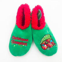 Snoozies Women&#39;s Christmas Glamping Green Slippers Medium 7/8 - £9.93 GBP