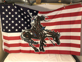 AMERICAN FLAG W/ END OF THE TRAIL NATIVE 3x5ft FLAG 100% POLYESTER W/ GR... - £14.23 GBP