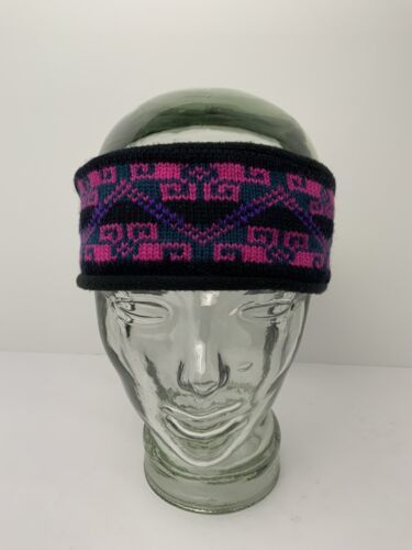 Vtg Turtle Fur Wide Headband Retro Ski Black Neon Pink Purple Teal FUNKY - $69.25