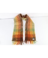 Vintage 70s Mid Century Modern MCM Mohair Wool Rainbow Checkered Fringed... - $54.40