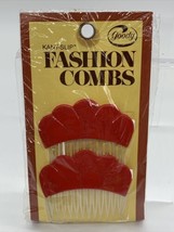 Vtg Goody Kant-Slip Fashion Combs Red #8050 Made in USA Retro Hair - £16.39 GBP