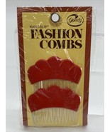 Vtg Goody Kant-Slip Fashion Combs Red #8050 Made in USA Retro Hair - £16.10 GBP