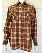 Vintage Pendleton Wool Button Down Shirt Cream Red Plaid Men Sz Medium - £41.09 GBP
