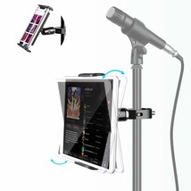 Metal Ipad Mic Stand Holder, 360 Swivel Tilt Microphone Stand Phone Holder Mount - £38.30 GBP