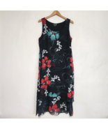 Citron Santa Monica Floral Koi Tank Dress Maxi Cotton Silk Large Sleeveless - £75.68 GBP