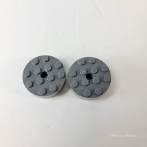 LEGO Parts Lot x (2) Ct Dark Bluish Gray Brick, Round 4 x 4 w Hole  No. ... - $1.97