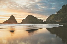 Tom Adams Photography Sunset Beach Heceta Head Haystack Rocks Oregon Art 20x24 - £43.88 GBP
