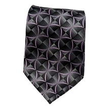 Joseph Fleiss Mens Tie Silk 57 inch Geometric Purple Pink Gray - $22.95