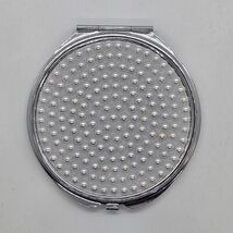 Rhinestone Jeweled Silvertone Compact Dual Magnification Mirror - $9.89