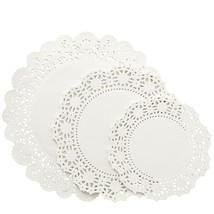 150 Pack Round Lace Paper Doilies For Food, Cake, Crafts, 3 Assorted Sizes (Whit - £11.35 GBP