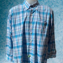 Peter Millar Luxury Designer Blue Plaid Button Down Long Sleeve Shirt Size Large - £24.60 GBP