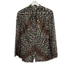 Vtg Vanity Fair Size 34 M Top 60s Leopard Animal Print Semi Sheer Button Up Bow - £28.10 GBP