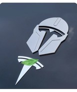 Front Mandalorian metal aluminum alloy car sticker for Tesla Model 3/Y New - £18.80 GBP