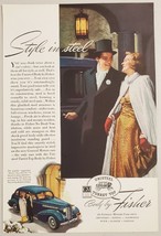 1938 Print Ad Body by Fisher GM Turret Top Cars Elegantly Dressed Couple - £11.97 GBP