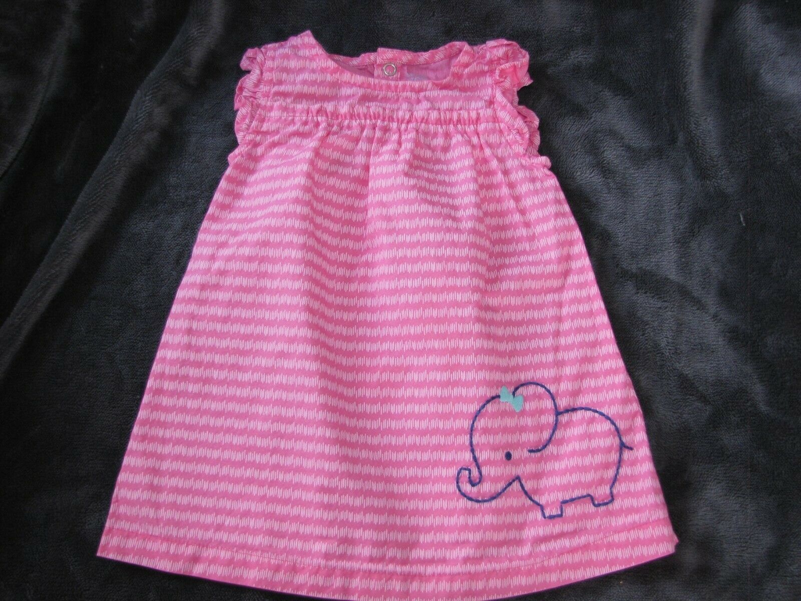 BABY JUST ONE YOU PINK NAVY BLUE ELEPHANT SPRING SUMMER DRESS RUFFLE GIRL 3-6 - $11.87