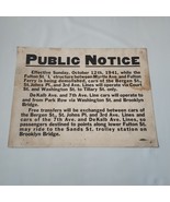 Vintage 1941 City of New York Dept of Transportation Public Notice Poste... - $285.99